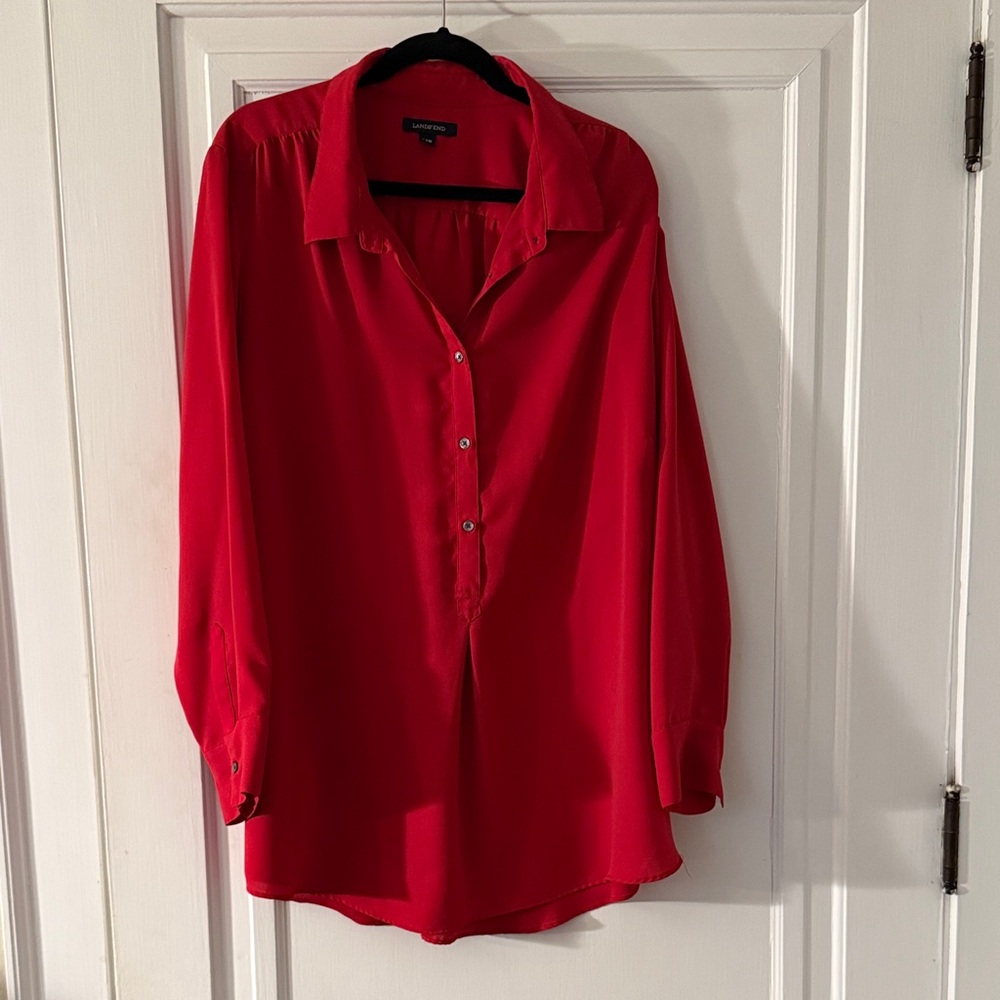 Lands' End Vibrant Red Button Down Shirt